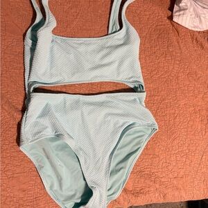 Aerie Sky Blue Textured One piece with cut out